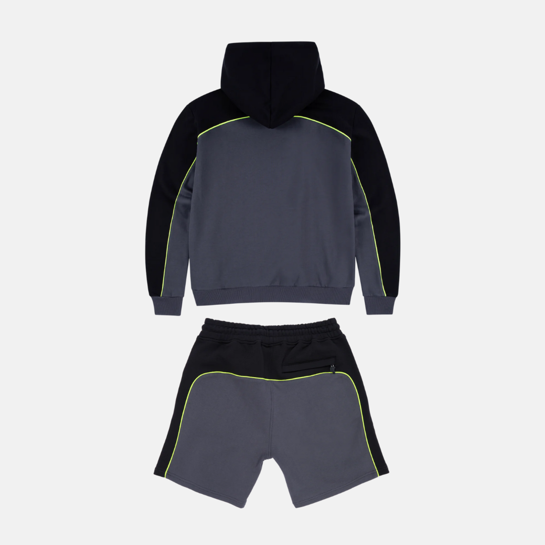 Syna Logo Pipe Hoodie Shorts Set - Black/Volt - No Sauce The Plug