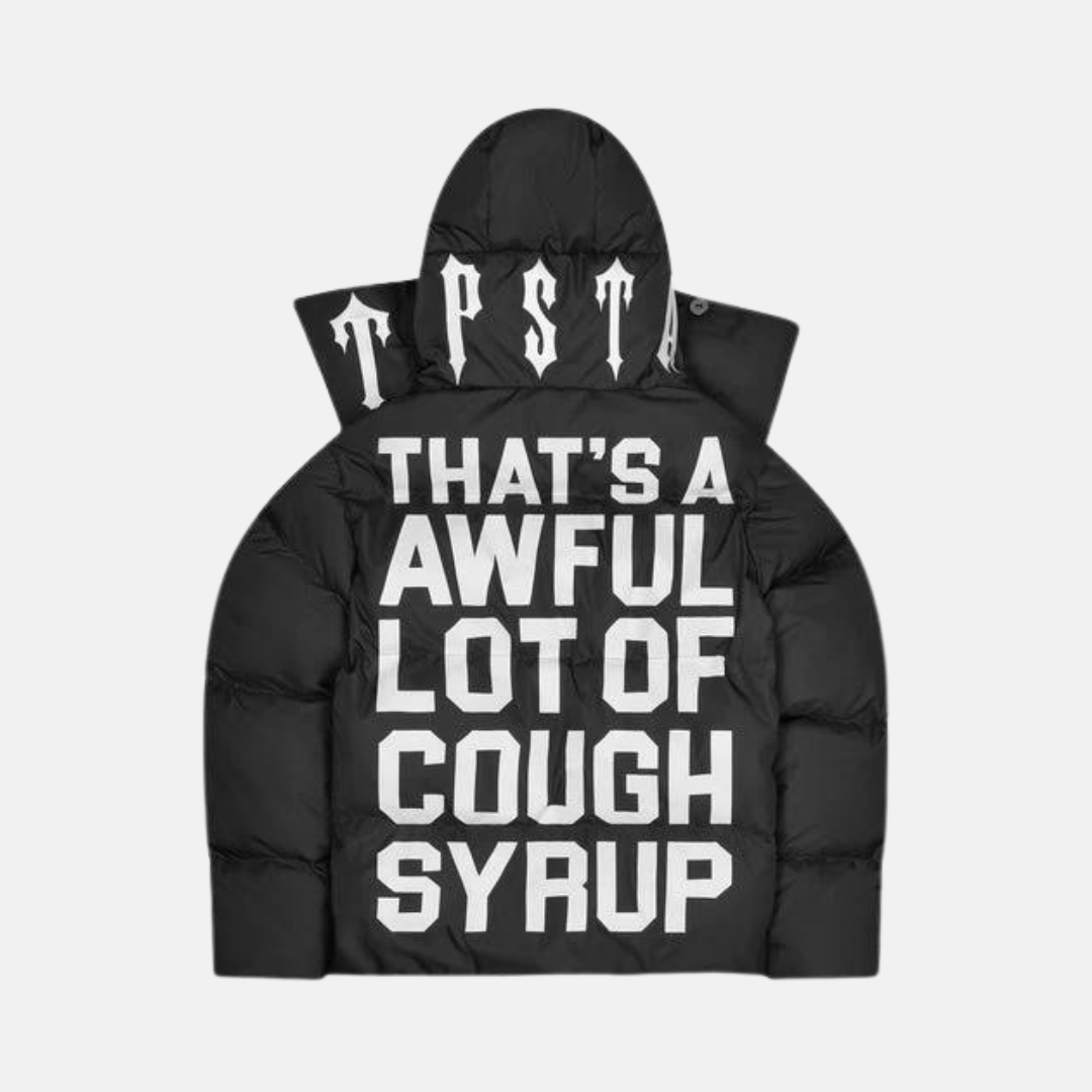 Trapstar x Awful Lot of Cough Syrup Hooded Puffer - Black | No Sauce