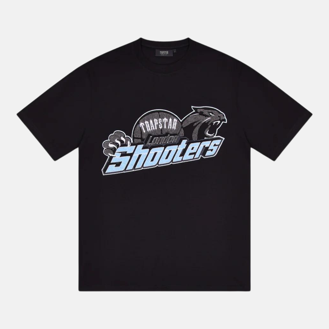 Trapstar Chenille Shooters T-Shirt - Black/Blue | No Sauce