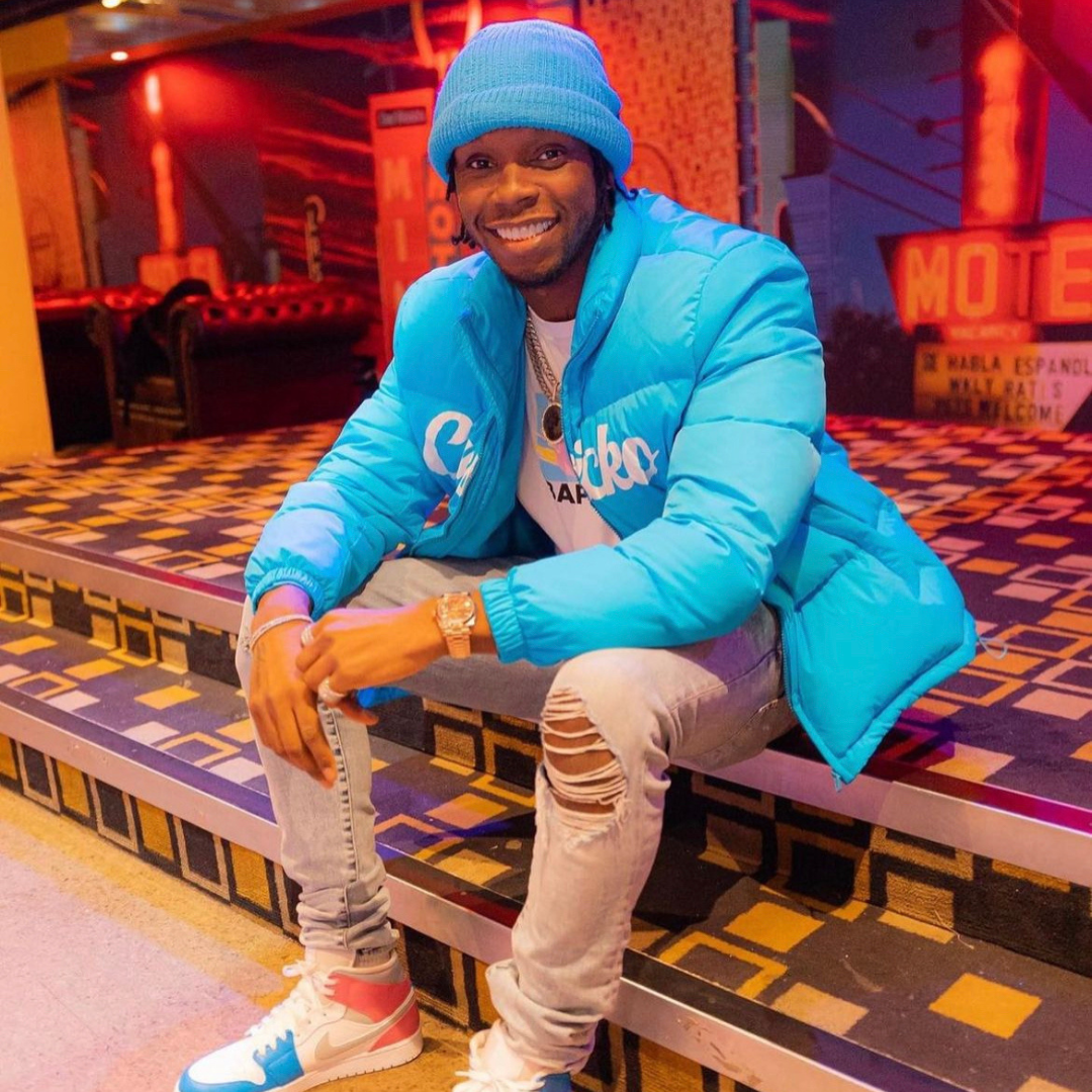 blue carsicko puffer jacket for men worn by krept