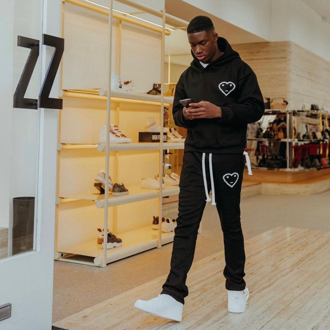 black carsicko puffer tracksuit with nike Air Force 1