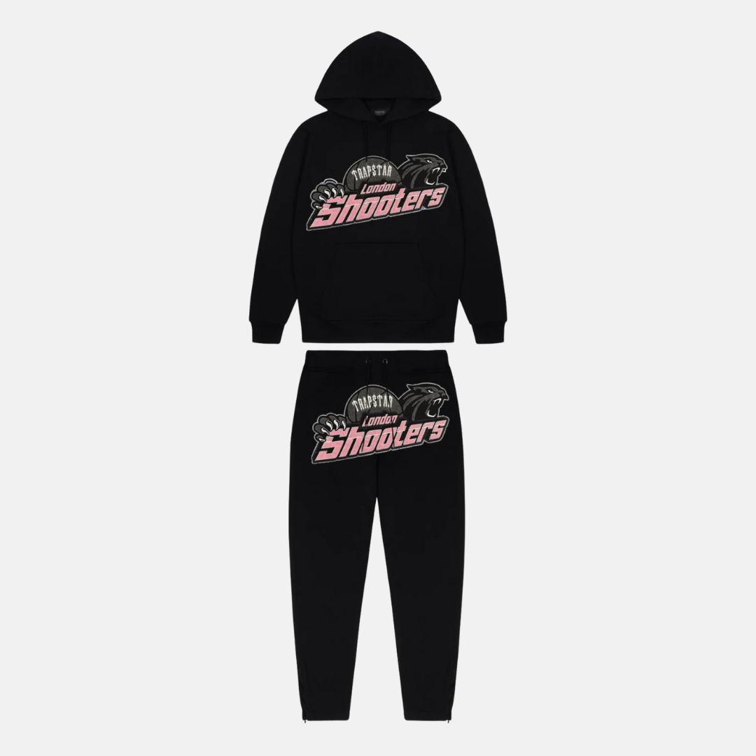 Trapstar London Shooters Hooded Tracksuit - Black / Pink | No
