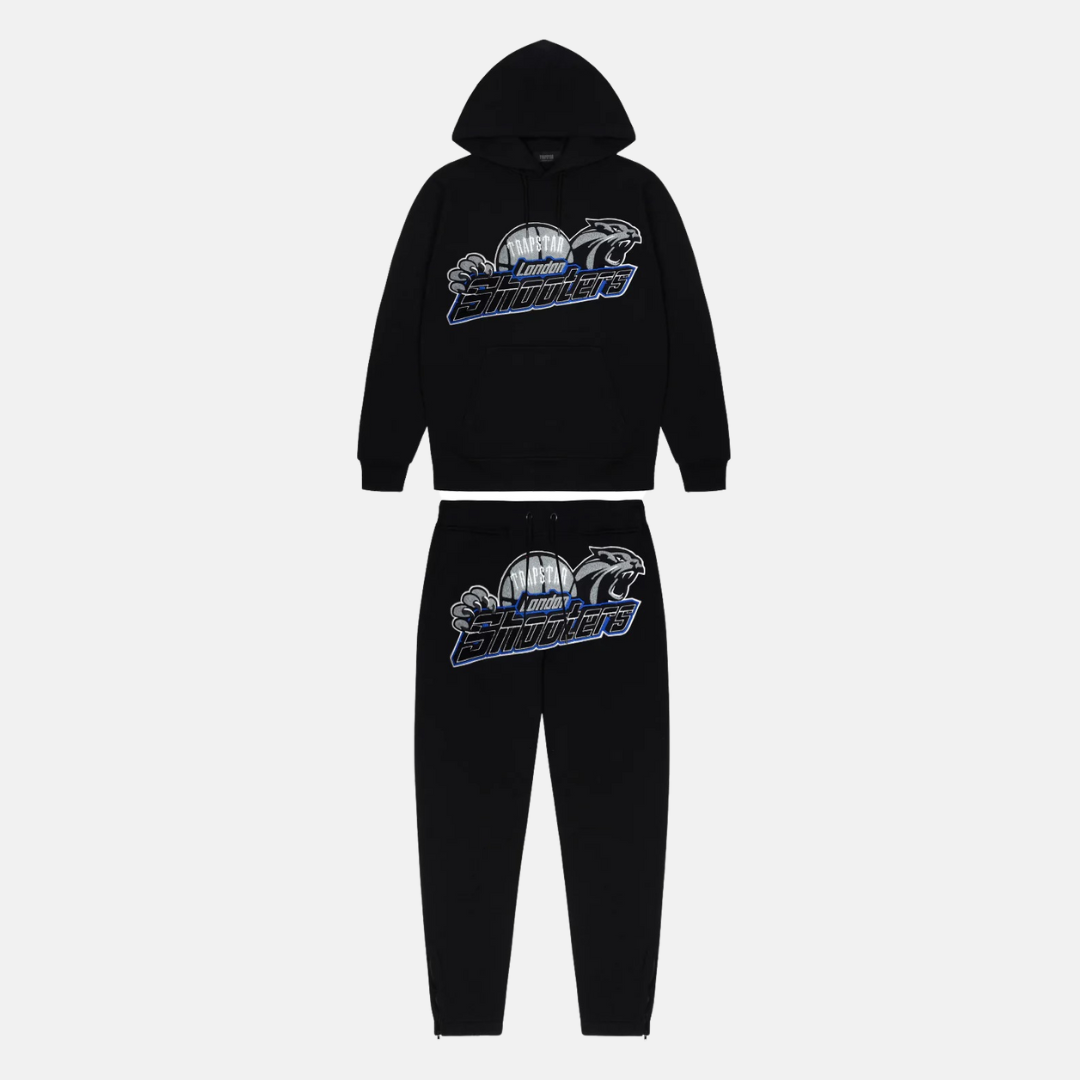 Trapstar London Shooters Hooded Tracksuit 2.0 - Black / Blue - No Sauce The Plug