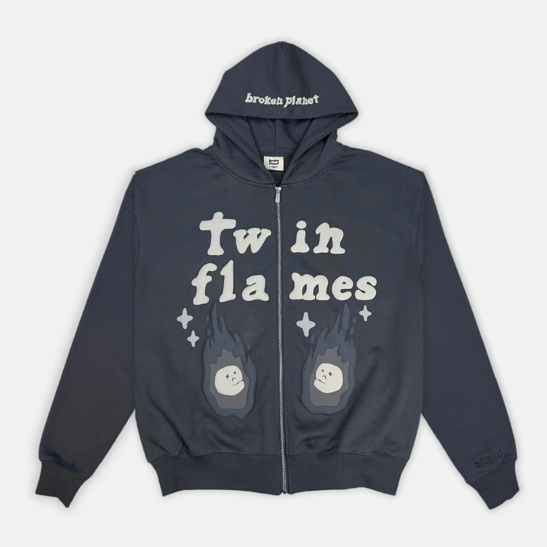 Broken Planet Zip Up Hoodie - Twin Flames - No Sauce The Plug