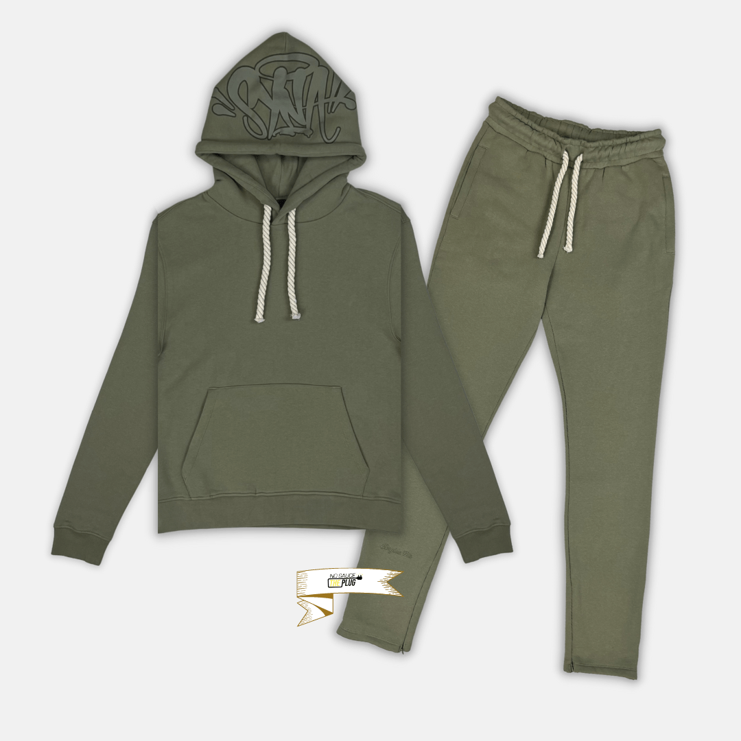 Syna Logo Tracksuit - Sage - No Sauce The Plug