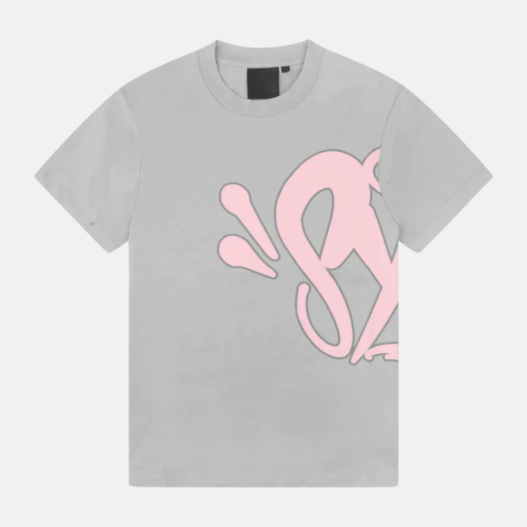 Syna T-shirt & Shorts Logo Set - Grey/Pink - No Sauce The Plug