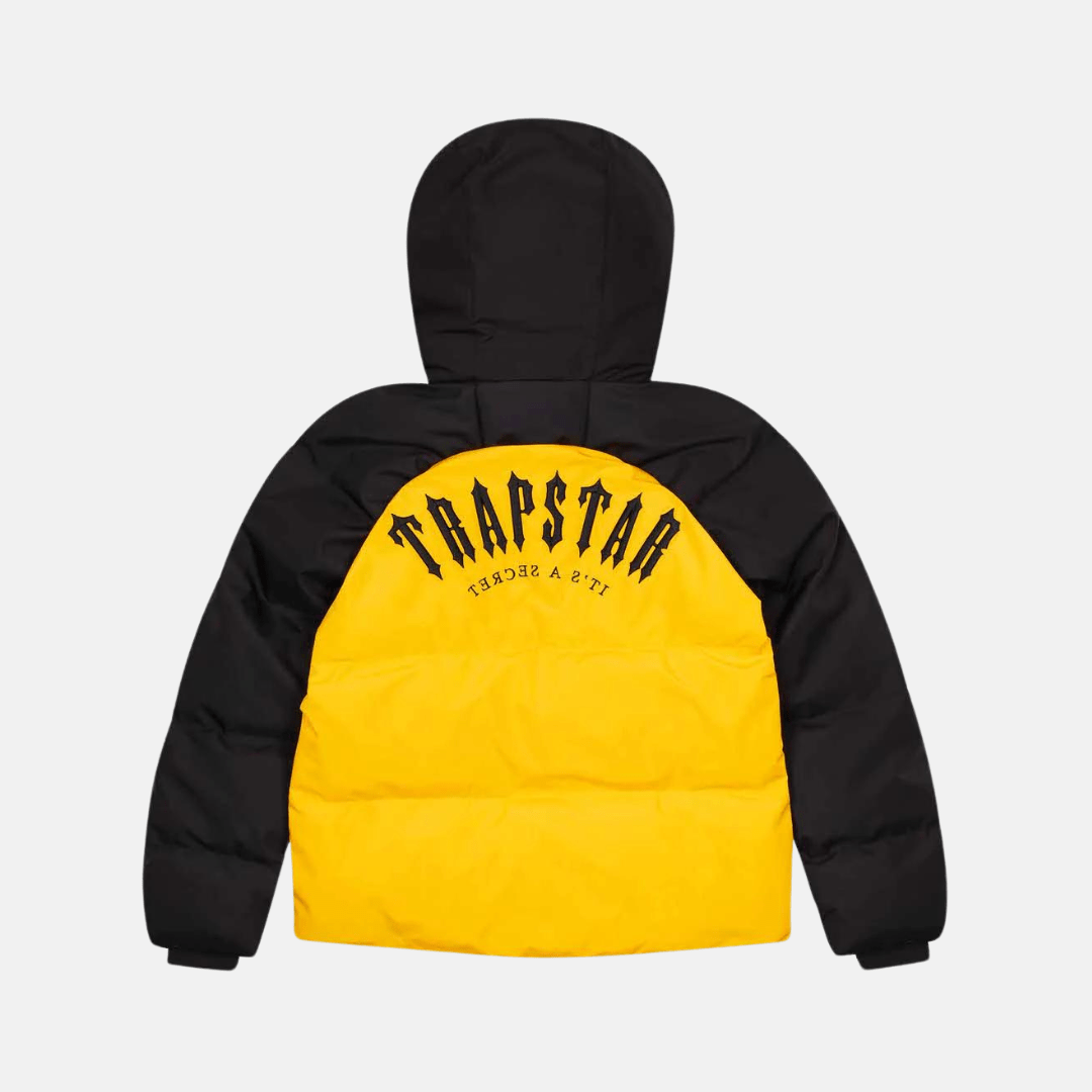 Trapstar Irongate AW23 Hooded Puffer Jacket - Black/Yellow - No Sauce The Plug