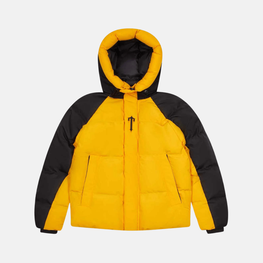 Trapstar Irongate AW23 Hooded Puffer Jacket - Black/Yellow - No Sauce The Plug