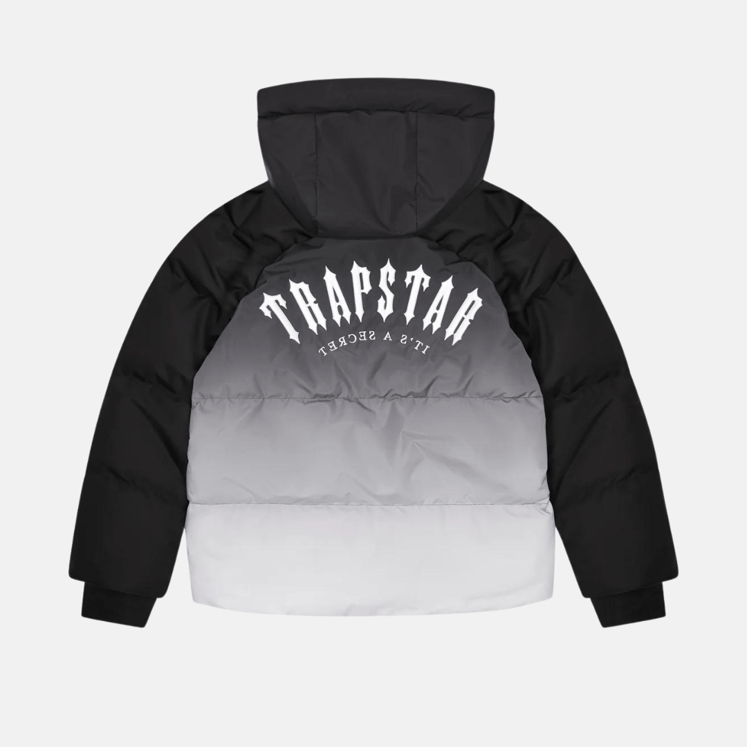 Trapstar Irongate Hooded Puffer AW23 Jacket - Black Gradient - No Sauce The Plug