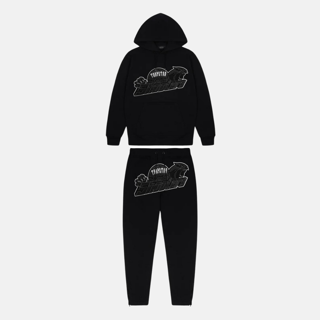 Trapstar London Shooters Hooded Tracksuit - Black / White - No Sauce The Plug