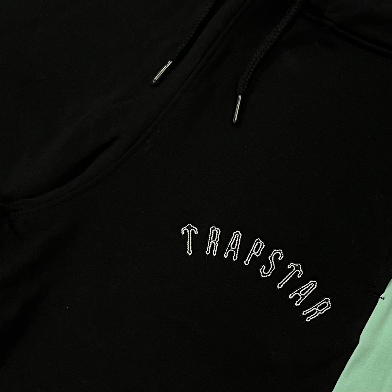 Women’s Trapstar 3D Embroidered Irongate Arch Panel Hooded Tracksuit - Black / Mint - No Sauce The Plug