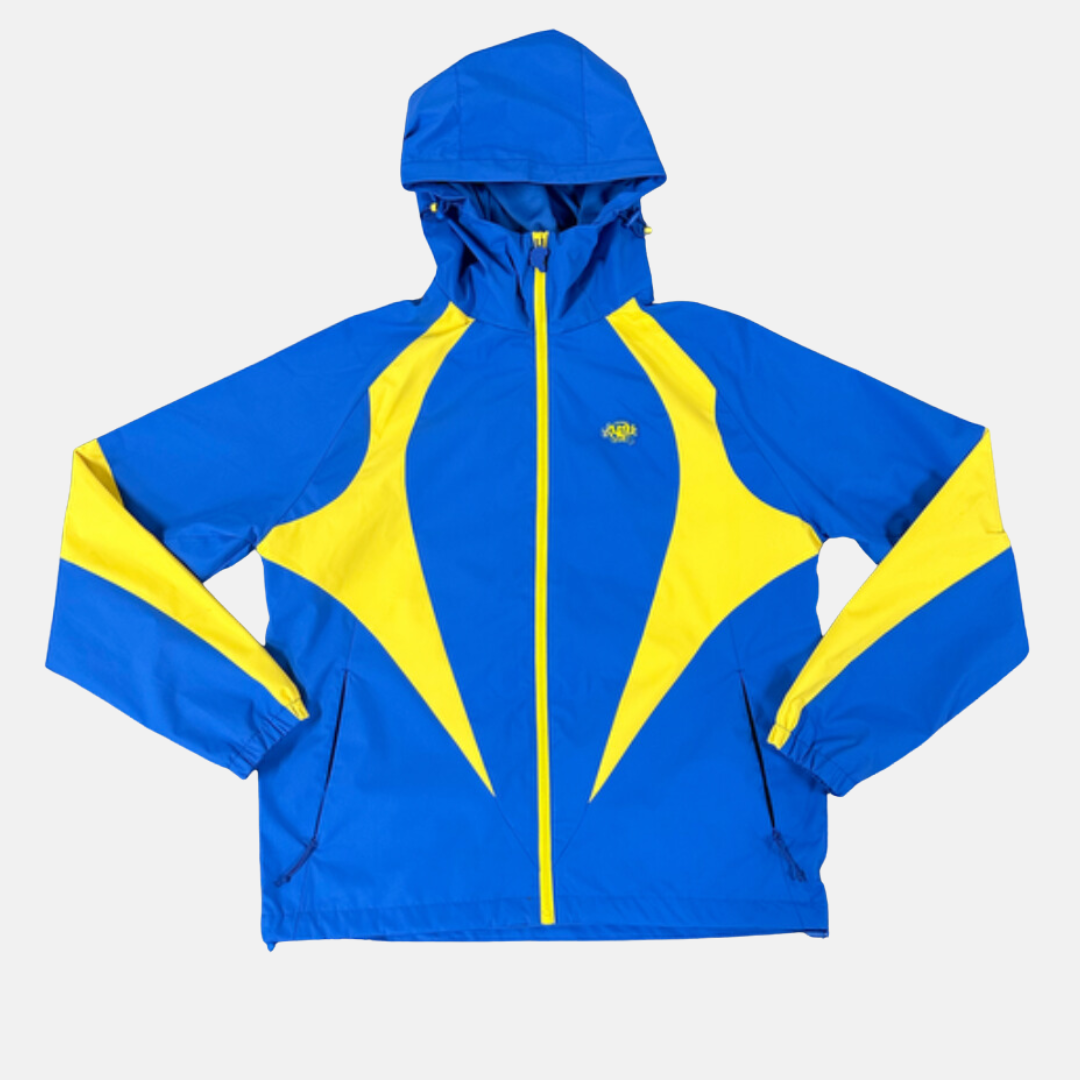 Syna Logo Vortex Woven Jacket - Blue/Yelllow - No Sauce The Plug