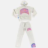 Syna Crest Pack Logo Tracksuit - White/Pink - No Sauce The Plug