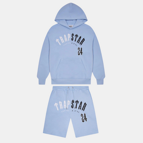 Trapstar Split Arch Irongate Hooded Shorts Set - Black/Blue