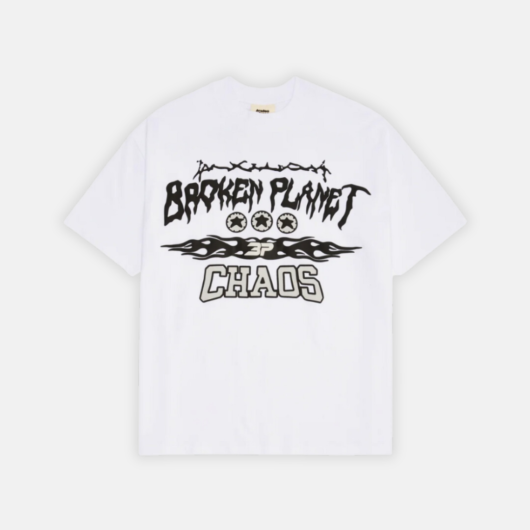 Broken Planet Chaos T-Shirt - White - No Sauce The Plug
