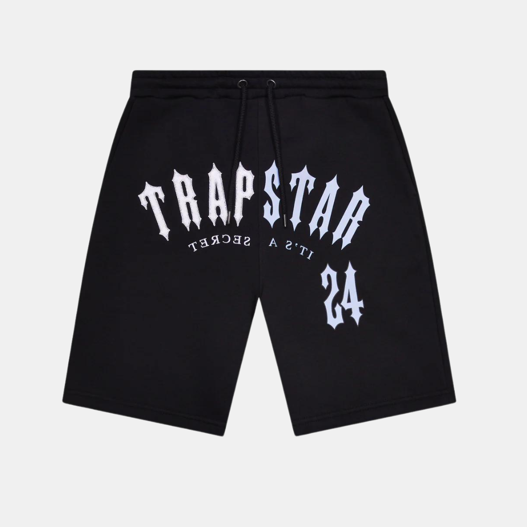 Trapstar Split Arch Irongate Hooded Shorts Set - Black/Blue - No Sauce The Plug