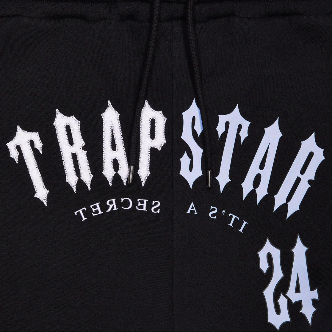 Trapstar Split Arch Irongate Hooded Shorts Set - Black/Blue - No Sauce The Plug