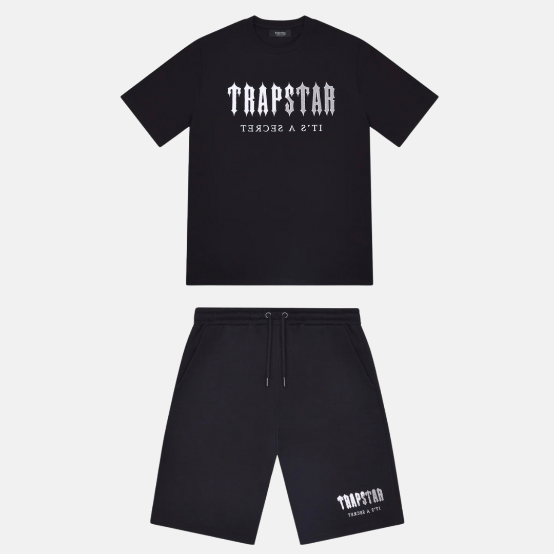 Trapstar Decoded T-Shirt & Shorts Set- Black/Grey - No Sauce The Plug