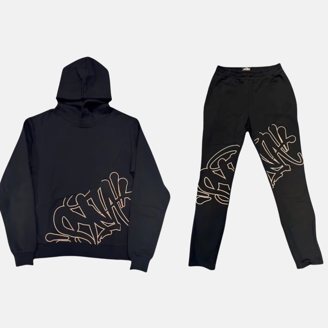 Syna Slice Tracksuit - Black & Rose Gold - No Sauce The Plug