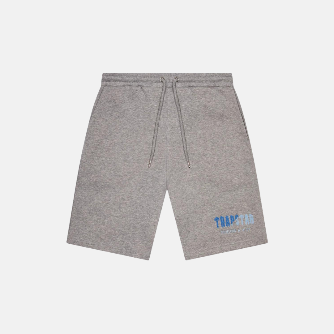 Trapstar Chenille Decoded T-Shirt & Shorts Set - White/Grey/Blue - No Sauce The Plug