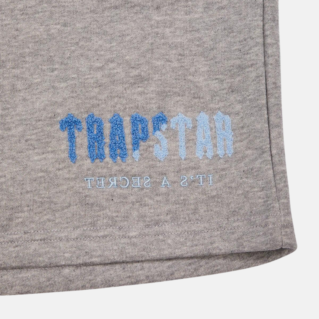 Trapstar Chenille Decoded T-Shirt & Shorts Set - White/Grey/Blue - No Sauce The Plug