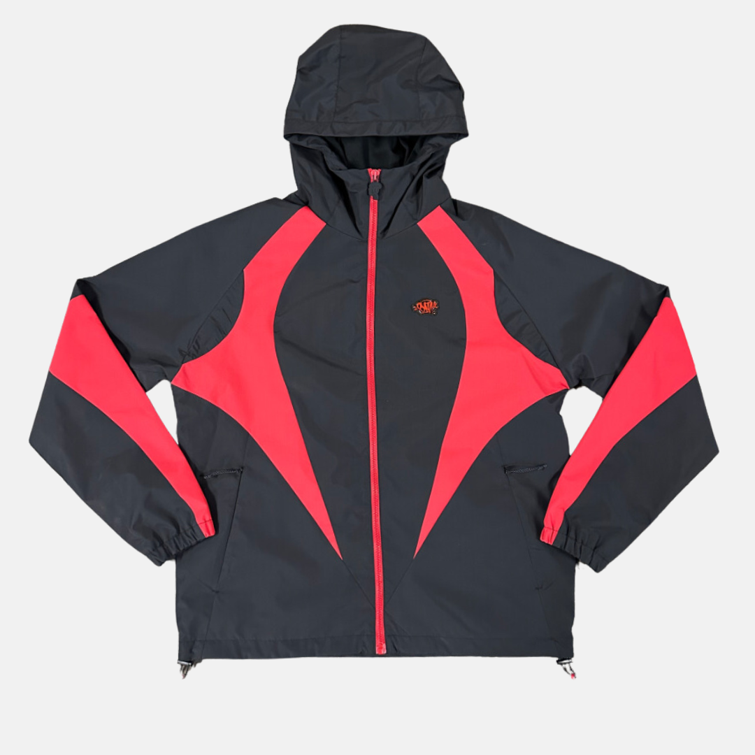 Syna Logo Vortex Woven Jacket - Black/Red - No Sauce The Plug