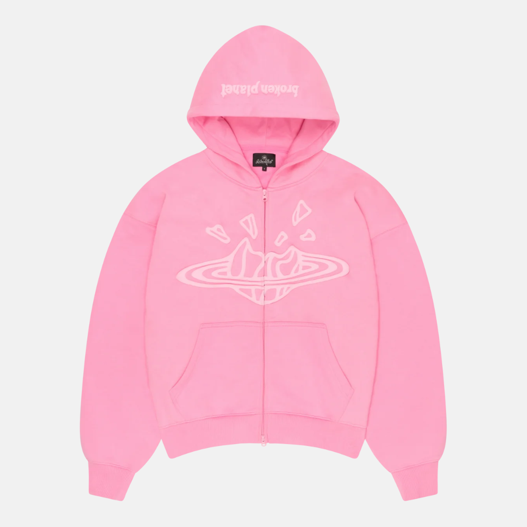 Broken Planet Basic Zip Up Hoodie - Candy Pink