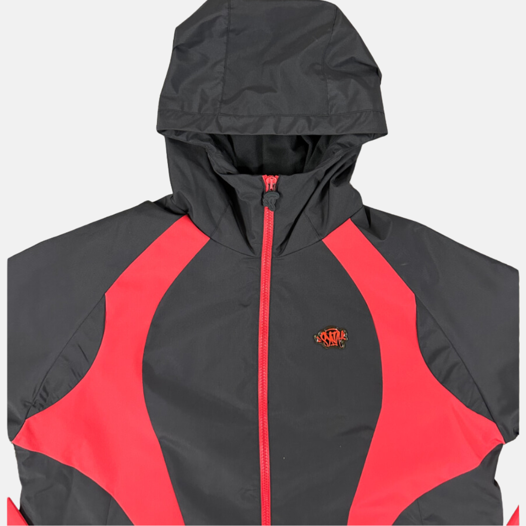 Syna Logo Vortex Woven Jacket - Black/Red - No Sauce The Plug