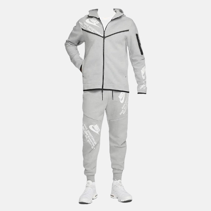 Nike Tech Fleece Set - Graphic Print Grey (3rd Gen) - No Sauce The Plug