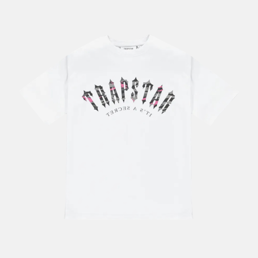 Trapstar Arched T-Shirt - White/Pink camo - No Sauce The Plug