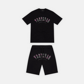 Trapstar Irongate Arch T-Shirt & Shorts Set - Black/Pink - No Sauce The Plug