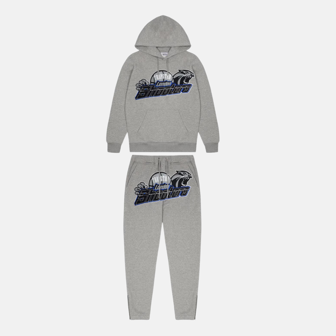 Trapstar London Shooters Hooded Tracksuit 2.0 - Grey / Blue - No Sauce The Plug