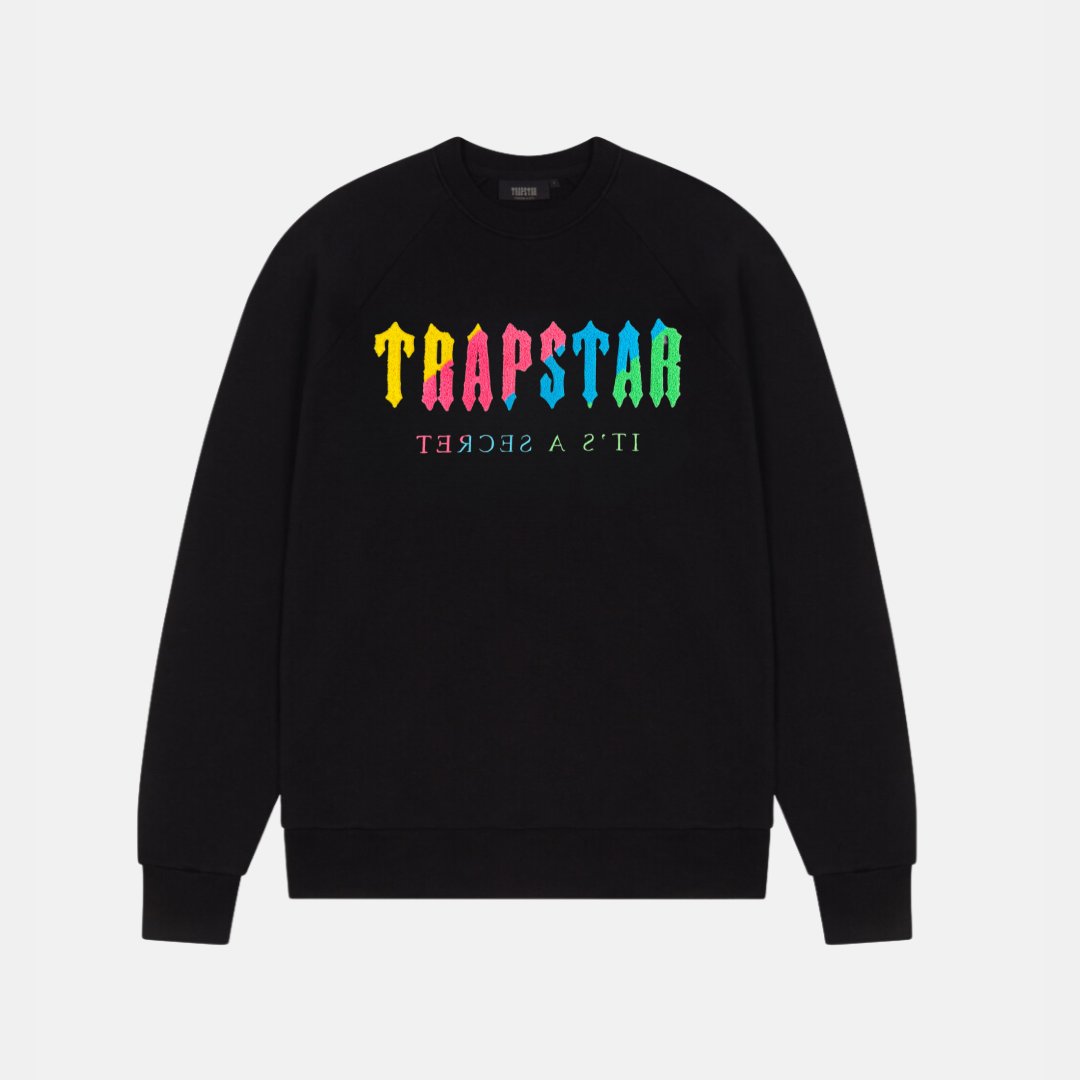 Trapstar Chenille Decoded Crewneck - Black Candy Flavours - No Sauce The Plug