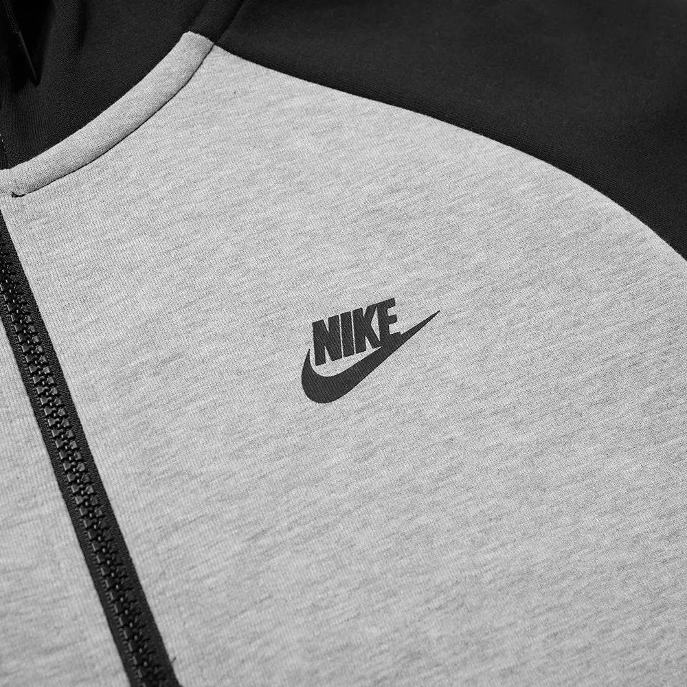 Nike Tech Fleece Hoodie - Black & Light Grey (2nd Gen) - No Sauce The Plug