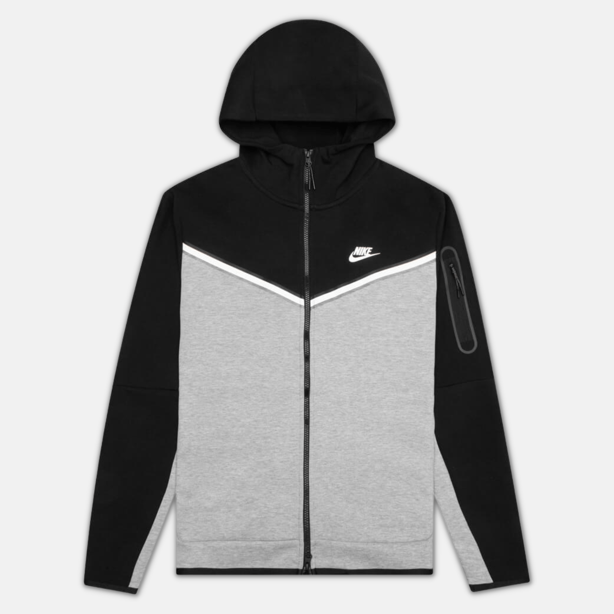 Nike Tech Fleece Hoodie - Black, Grey & White (3rd Gen - Old Season ...