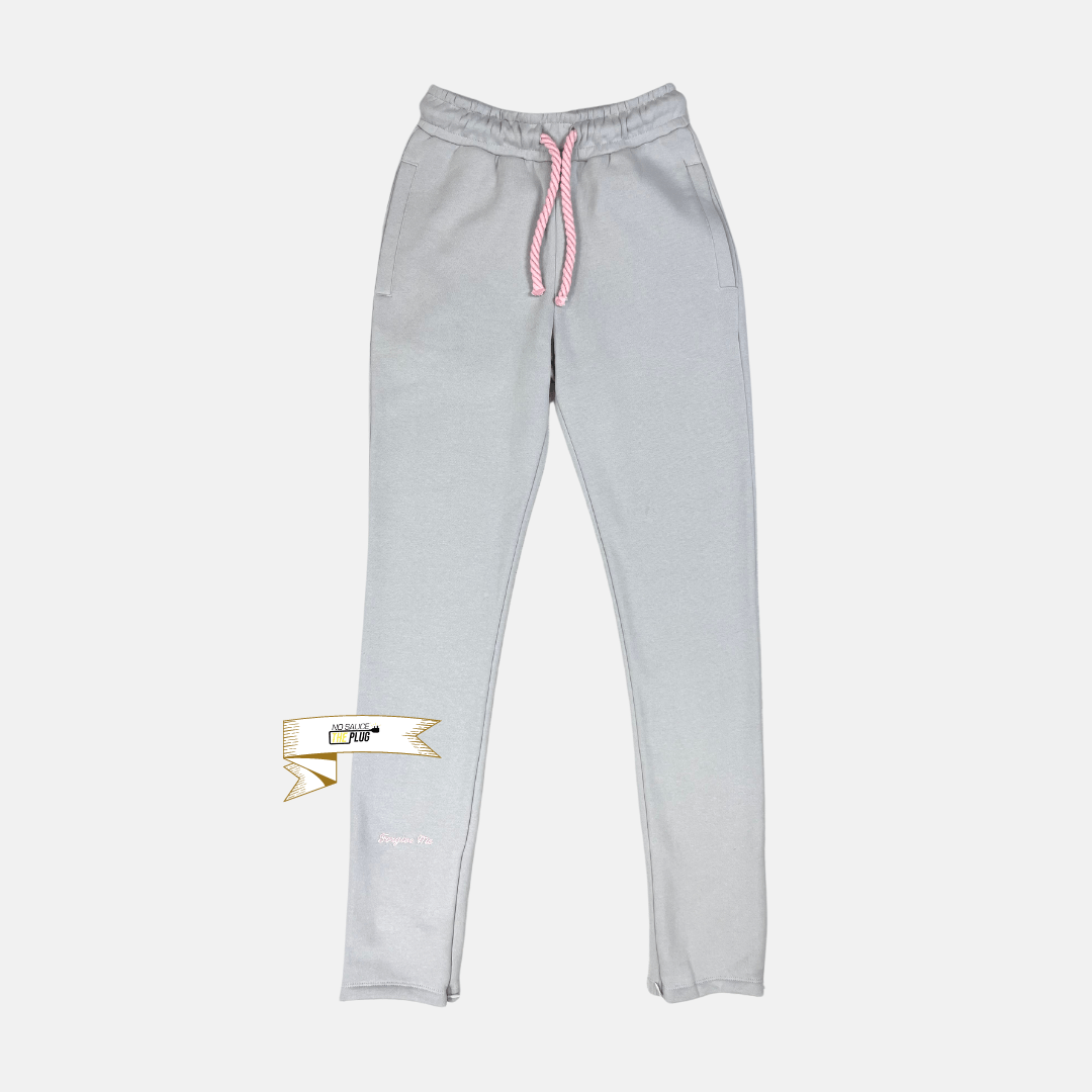 Syna Logo Tracksuit - Grey / Pink - No Sauce The Plug