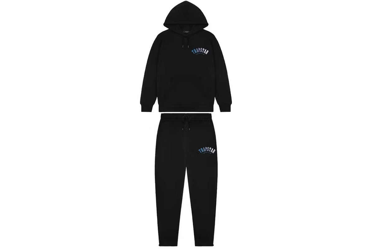 Trapstar Arch Fade Hooded Tracksuit - Black/Ice Blue Gradient
