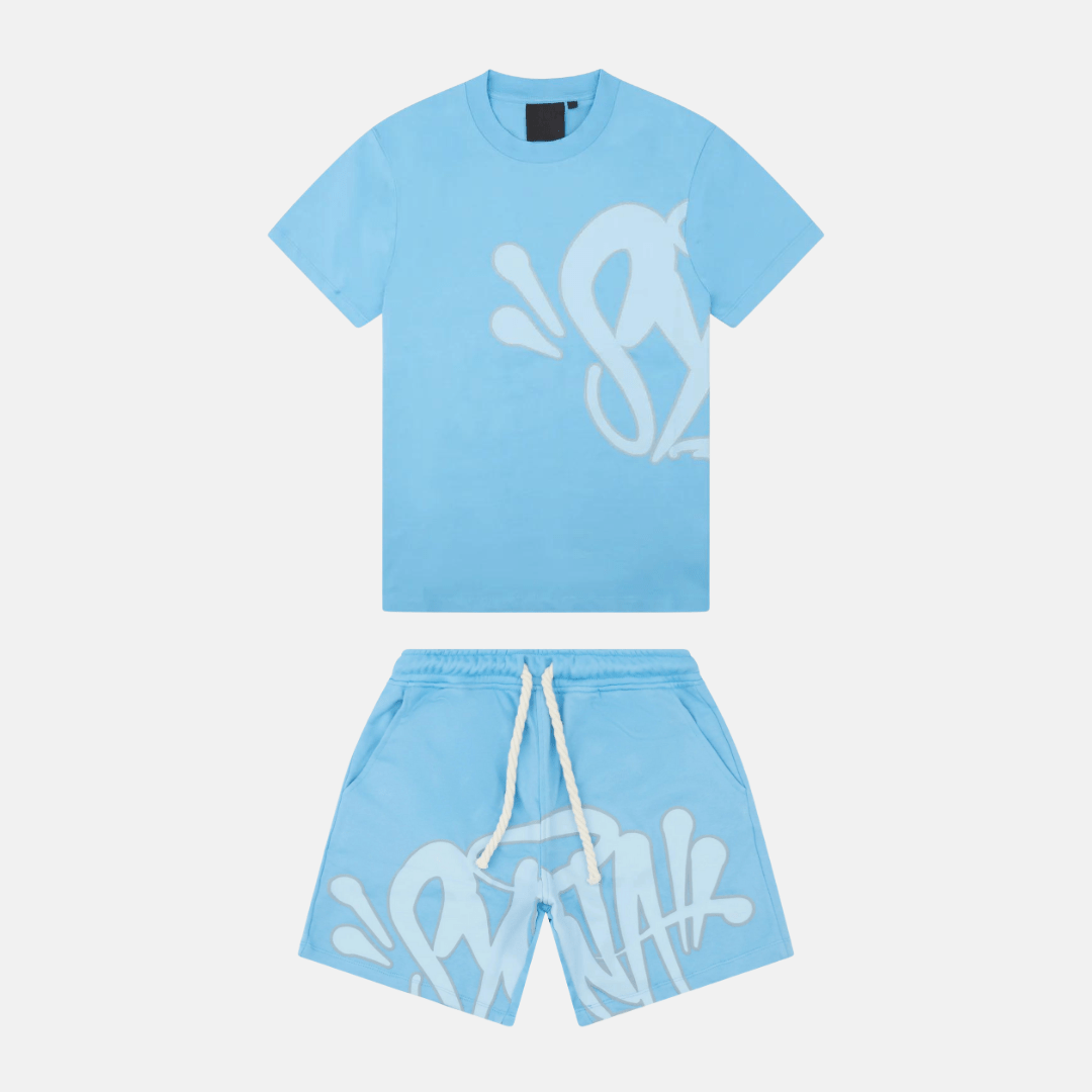 Syna T-shirt & Shorts Logo Set - Blue - No Sauce The Plug