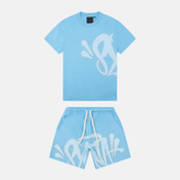 Syna T-shirt & Shorts Logo Set - Blue - No Sauce The Plug