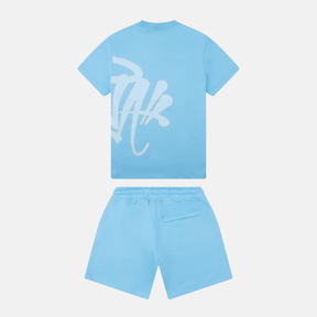 Syna T-shirt & Shorts Logo Set - Blue - No Sauce The Plug