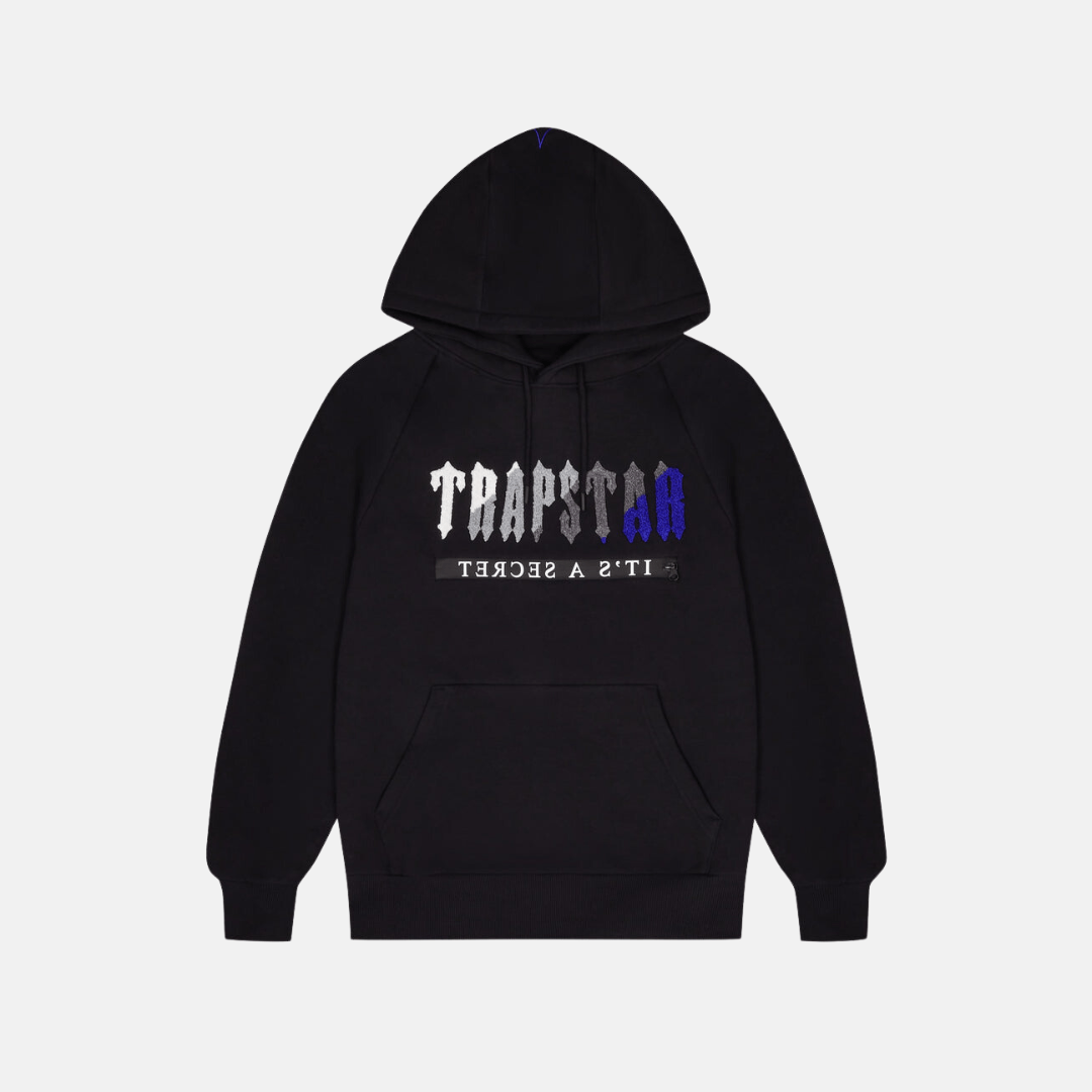 Trapstar Chenille Decoded 2.0 Hooded Tracksuit - Black/Dazzling Blue - No Sauce The Plug