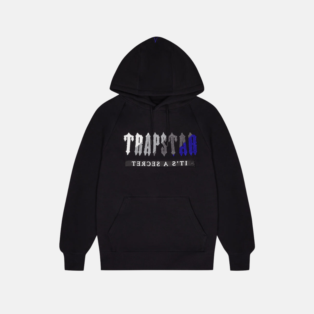 Trapstar Chenille Decoded Hooded Tracksuit Black/Dazzling Blue