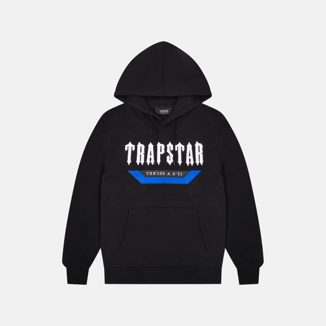 Trapstar Chenille Decoded 2.0 Hooded Tracksuit - Black/White/Blue - No Sauce The Plug