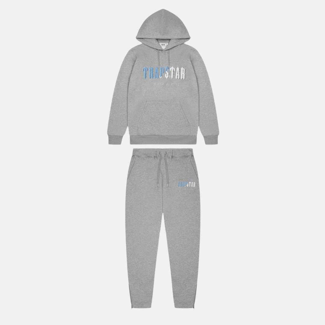 Trapstar Chenille Decoded Tracksuit - Grey/Light Ice Blue - No Sauce The Plug