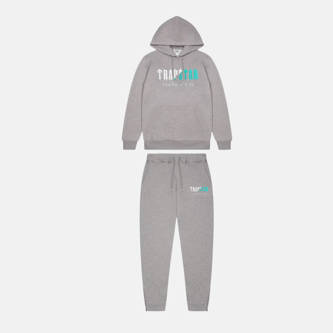 Trapstar Chenille Decoded Tracksuit - Grey/Teal Edition - No Sauce The Plug