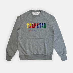 Trapstar Chenille Decoded Crewneck - Grey Candy Flavours - No Sauce The Plug