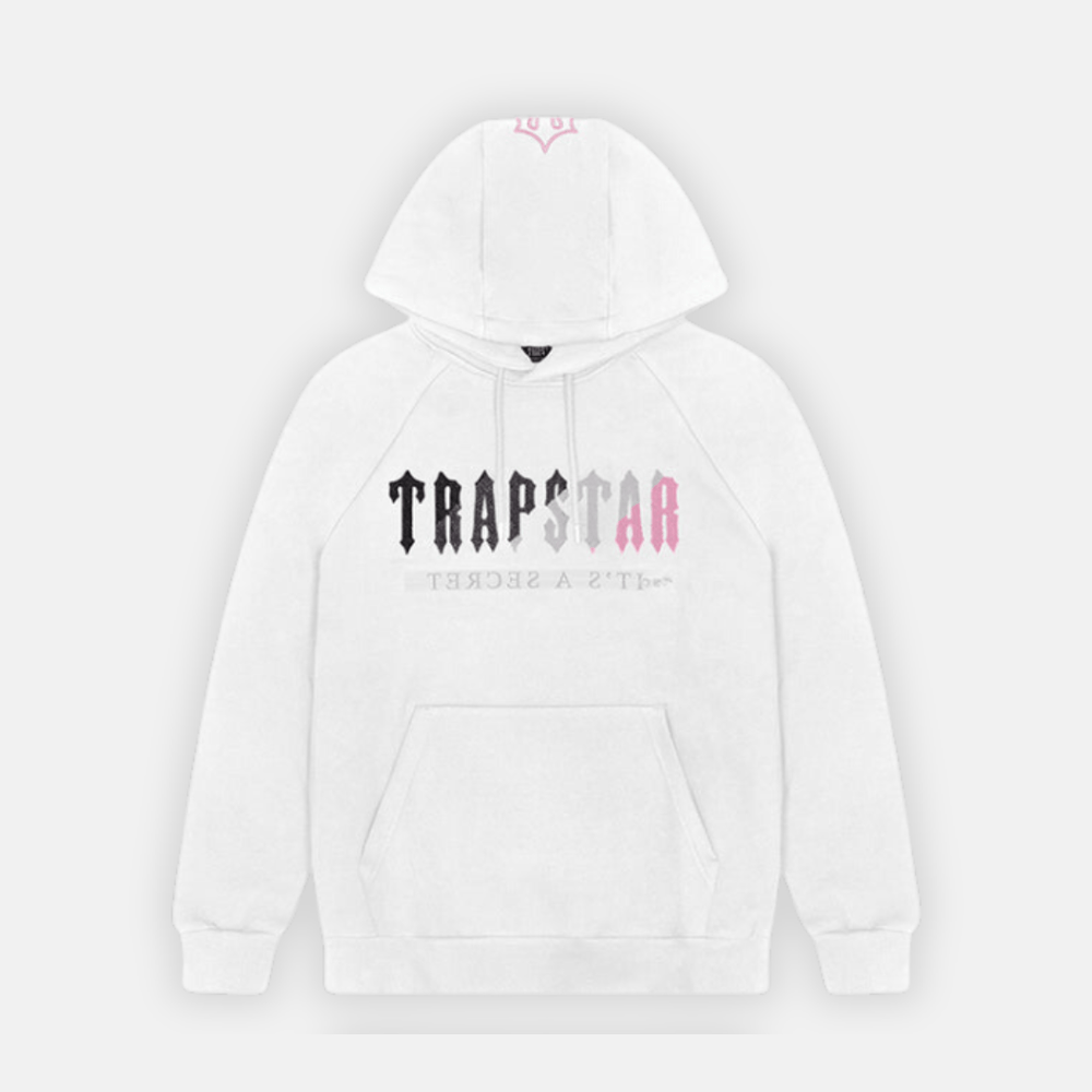 Trapstar Chenille Decoded Hoodie White/Pink No Sauce The Plug