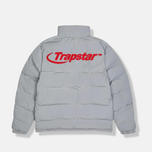 Trapstar Hyperdrive 2.0 Bomber Jacket Light Grey/Red No Sauce The Plug