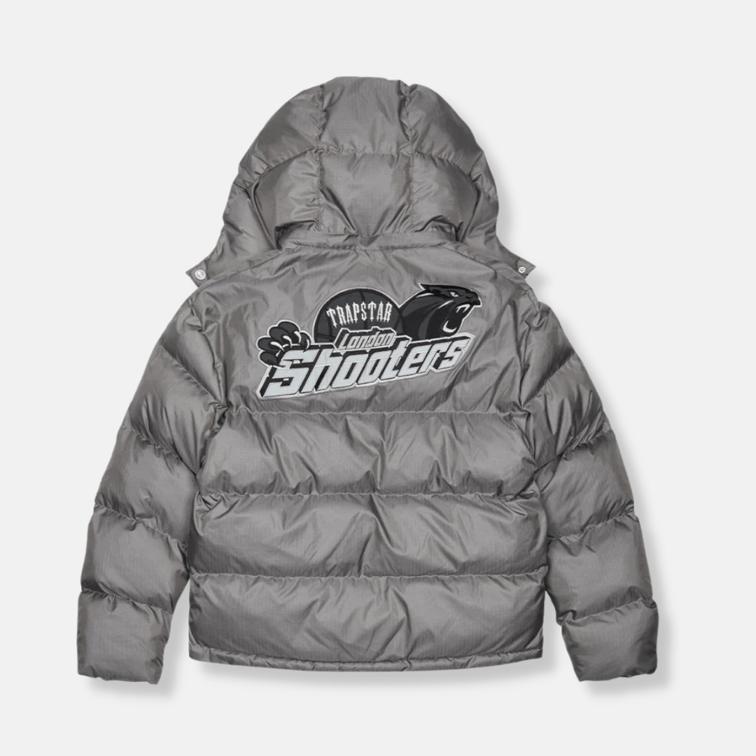 Trapstar Shooters Hooded Puffer Jacket - Grey / Reflective - No Sauce The Plug