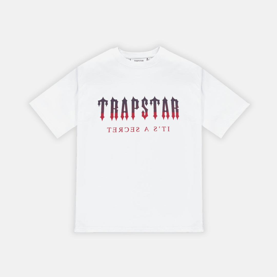 Trapstar Decoded Shorts Set - White/Red Gradient - No Sauce The Plug